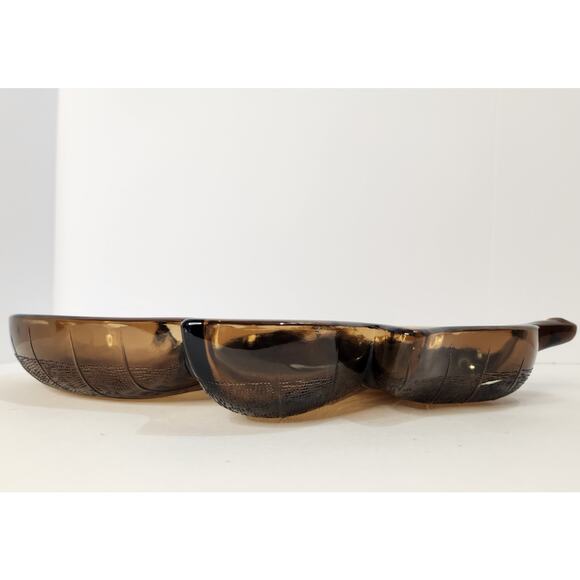 Vintage Amber Glass Leaf Divided Serving Dish 13" Mid Century Retro Leaf Tray - Picture 3 of 7